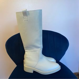 White knee high chunky boots! absolutely love these.
